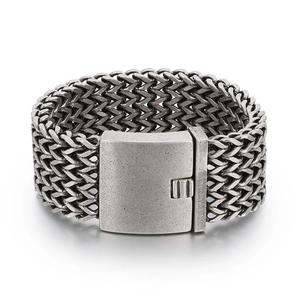 Vintage 30mm Edelstahl Armband für Herren mit quadratischem Schuppenmuster und Industrielles