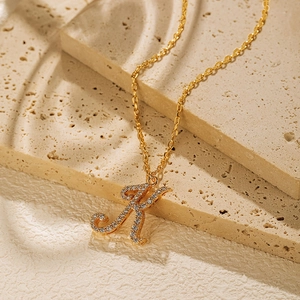 18K gold plated necklace featuring a sparkling letter K pendant on an O-chain