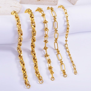 Hip Hop Western Stainless Steel Chunky Chain Bracelet For Women Gold Electroplated Geometric Knot Link Hand Jewelry Non-Fading Bracelet