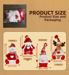 Tableau détaillé des tailles pour gnomes de Noël et bonhomme de neige en peluche