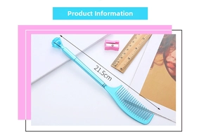 Detail of creative diamond comb pen featuring 21.5cm blue body and large crystal topper