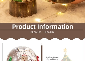 Détails d'une boule de Noël en cristal avec le Père Noël et une base lumineuse à LED