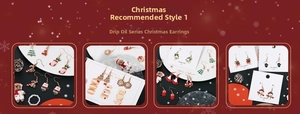 Detailed collection of festive Christmas earrings with colorful enamel holiday patterns