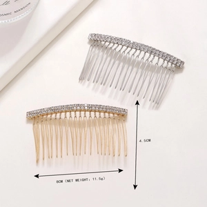 Elegant rhinestone hair combs in gold and silver finish for bridal styling and updos