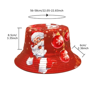 Christmas Santa Claus pattern red bucket hat with foldable design and outdoor sun protection