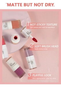 Detail view of the soft flocking applicator and various matte liquid lipstick shades