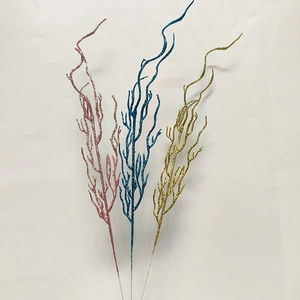 45cm glitter artificial decorative branches in gold, blue, and rose gold for Christmas tree