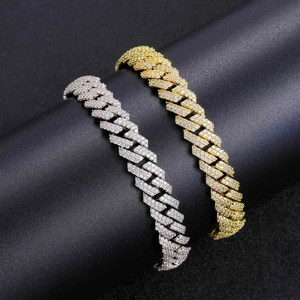 Hip hop 10mm iced out diamond Cuban link bracelets in gold and silver finish