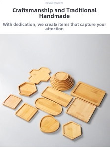 Various geometric bamboo trays including heart and hexagon shapes for DIY crafts and coasters