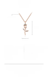 Detailed specifications table of vintage rose flower pendant necklace with dimensions