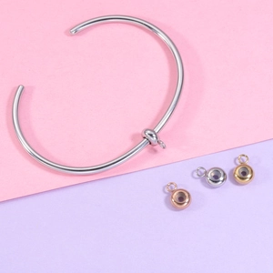 Adjustable 18k plated stainless steel bangles and beads for DIY jewelry making
