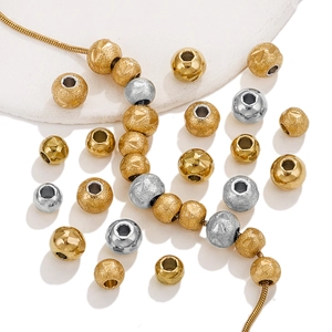 Stainless Steel Round Spacer Beads Polished Frosted Textured Loose Beads DIY Jewelry Making Bracelet Necklace Findings