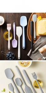 Detail of 6pcs silicone baking spatula set with ergonomic handles and hanging holes