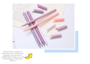 Close-up of Morandi-colored needle tip gel pens with matte texture finish