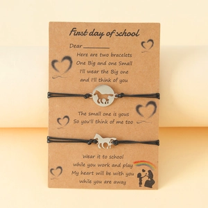 Matching horse charms on black woven cords for back to school mother and daughter set