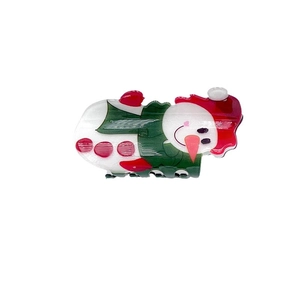 Cute snowman acrylic hair claw clip with colorful scarf and hat for festive styling