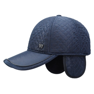 Casquette de baseball d'hiver matelassée bleue avec cache-oreilles pour hommes âgés
