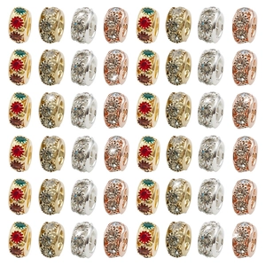 Assorted crystal big hole spacer beads in gold and silver finish for DIY bracelets