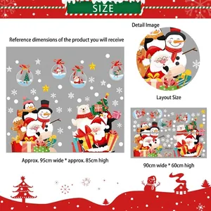 Guide des tailles de stickers de Noël montrant la mise en page et les dimensions de 95x85cm