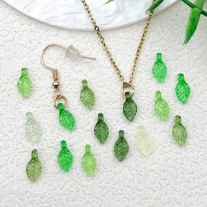 Mini transparent green acrylic leaf charms with gold hooks for DIY jewelry making