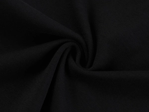 Detailed close-up showing the fine texture and soft feel of black modal knit fabric