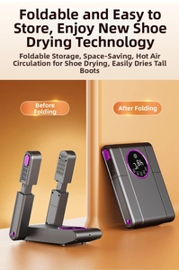 Foldable electric shoe dryer with digital LCD display and adjustable telescopic heater