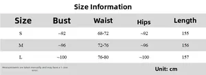 Size chart for women's cutout dress showing bust, waist, and hip measurements in cm