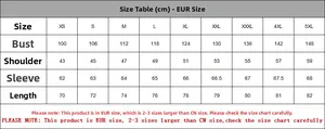 Tableau des tailles européennes détaillé pour chemises en coton et lin du XS au 5XL