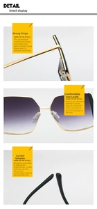 Detailed view of reinforced hinges, skin-friendly nose pads and curved metal temples
