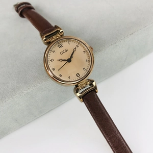 Women Retro Quartz Watch Small Dial Brown Leather Strap Alloy Case Water Resistant Elegant Vintage Lady Wristwatch