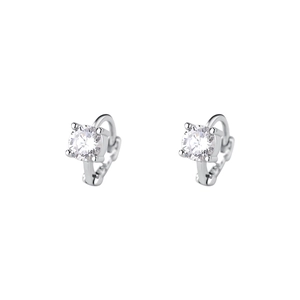 Elegant s925 sterling silver hoop earrings with brilliant round cubic zirconia stones