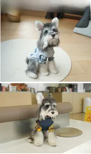 Detailed view of layered pet hoodies in grey and navy plaid patterns for small dogs