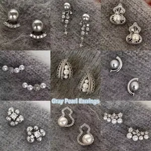Fashion Artificial Pearl Earrings With 925 Sterling Silver Earring Post Alloy Rhinestone Luxury Style For Women Elegant Jewelry