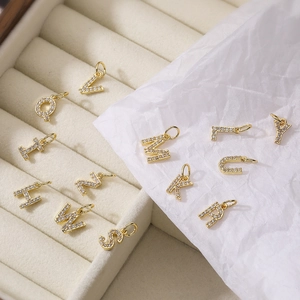 Alphabet Initial Charms 18K Gold Plated Copper Zirconia DIY Jewelry Making Accessories For Necklace Bracelet