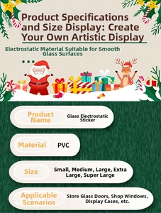Detailed view of PVC electrostatic Christmas window decals in various size options