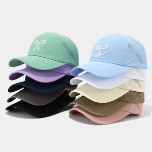 Baseball Cap Quick Dry Polyester Breathable Laser Cut Bowknot Embroidery Sun Protection Adjustable Outdoor Sport Hat For Women Men