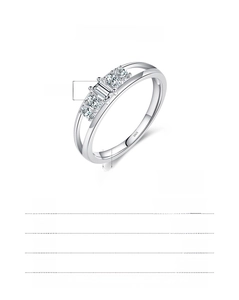 Detail of S925 sterling silver double-layer ring with zircon inlay and 1.5mm band width