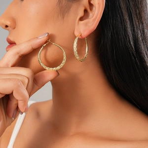 Elegant Gold Plated Twist Texture Hoop Earrings With 925 Sterling Silver Earring Post Geometric Woven Jewelry Women