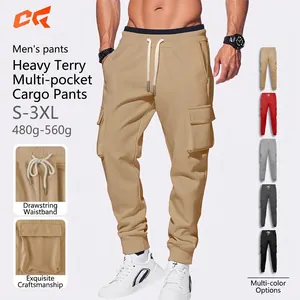 Cargo Sweatpants Schweres Polyester Mehrere Taschen Kordelzug Joggers Casual Streetwear Bündchen