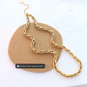 18K gold plated stainless steel snake chain necklace with lobster clasp and extension