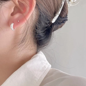 Elegant 925 sterling silver twisted hoop earrings and minimalist bead studs for women