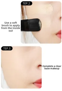 Detail of soft facial mask brush applying smooth cream texture on skin for beauty spa