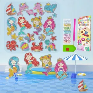 DIY 5D mermaid diamond painting sticker set with colorful gems and craft tool kit