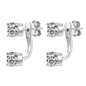 Close-up of S925 sterling silver hallmark and 1.00CT engraving on moissanite stud earring