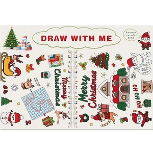 Christmas disposable paper tablecloth featuring Santa, reindeer, and interactive coloring games