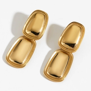 Geometrische Abgerundete Rechteck Ohrstecker Edelstahl PVD Vergoldet Wasserdicht Minimalistisch Mode Schmuck Damen