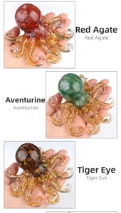 Detailed comparison of crystal octopus resin ornaments with red agate and green aventurine