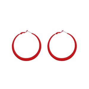 Minimalist Ancora red hoop earrings for women with silver needle and matte finish