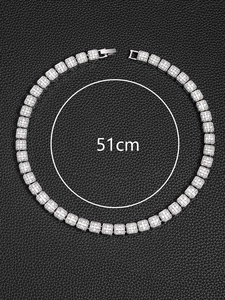 Detail showing 51cm length of 13mm silver hip hop chain with clear rhinestones