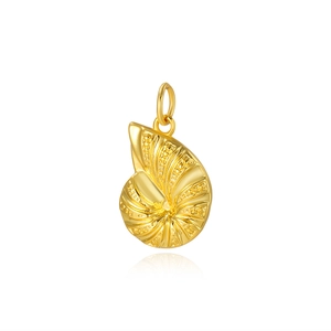 Elegant gold conch shell pendant for necklaces and bracelets with a polished metal finish